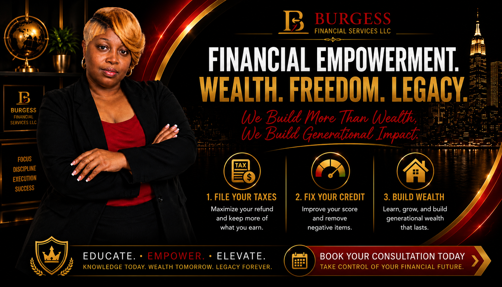 Financial Empowerment. Wealth. Freedom. Legacy. — Book your consultation today.